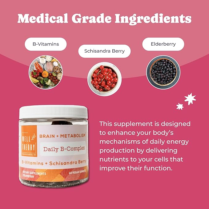 Introducing Daily B-Complex Gummies: Nerve Brain &amp Metabolism - Supports Healthy Brain Function - Powerful Antioxidant Support