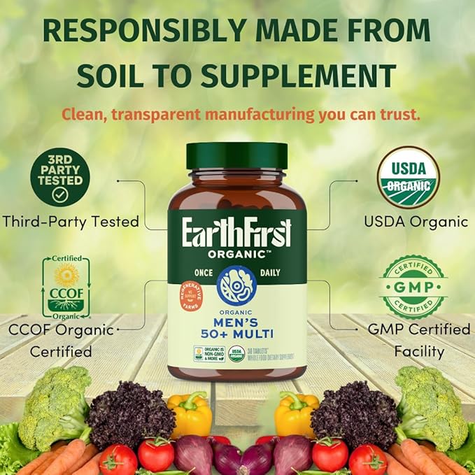 Once Daily Multi for Men 50+ 19 Vitamins from Herbs &amp Superfoods Supports Prostate Health Energy Levels and Strong Bones 30 Count