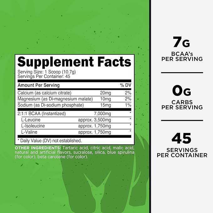 Primal BCAA Powder Great Ape (45 SERV) (Green Apple Flavored) - 0 g Carbs 0 Calories 7g BCAA Per Serving