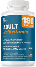 Dr. Tobias Adult Multivitamin for Women &amp Men Immune Supporting Vitamins from 42 Fruits Vegetables Plus Probiotics Vegan Multivitamins for Men &amp Women Non-GMO 180 Tablets 60 Servings