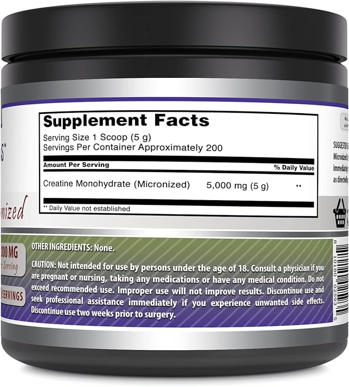 Amazing Formulas Micronized Creatine Monohydrate Powder Supplement | 5000 mg Per Serving | Ideal Pre &amp Post Workout Supplement | Made in USA (2.2 Lb Unflavored)