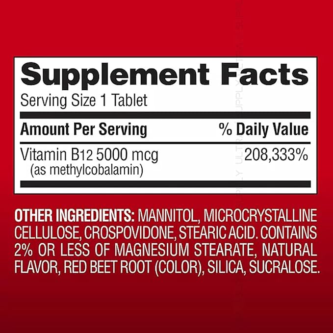 Members Mark Vitamin B12 (300 Count.) Quick Dissolve Tablets 5000 mcg – Cherry Flavor Methylcobalamin for Energy &amp Nervous System Support – USP Verified