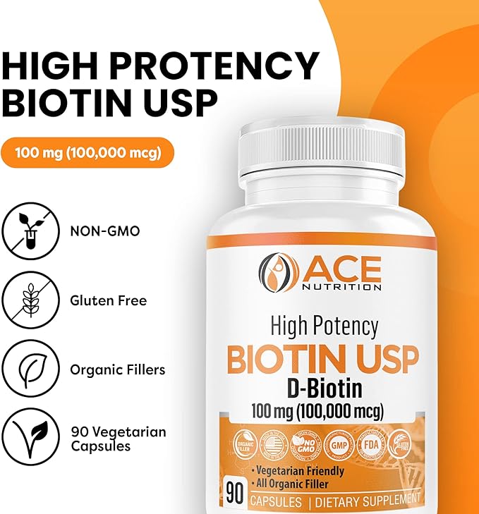 High Potency Biotin USP (D-Biotin) 100mg (100000mcg) (3)