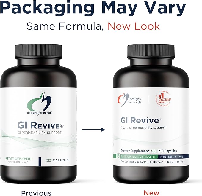 Designs for Health GI Revive - Slippery Elm Gut Health Support with Licorice Root L-Glutamine + Zinc Carnosine - MSM Marshmallow Root Powder + Okra Extract (210 Capsules)