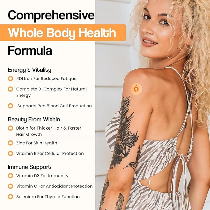 Multivitamin Patches | Hair Growth for Women | Topical Daily Iron Biotin &amp Vitamin Patches Supports Thicker Hair Skin &amp Nails | Vegan Water-Resistant | Kind to Sensitive Skin | 30 Count