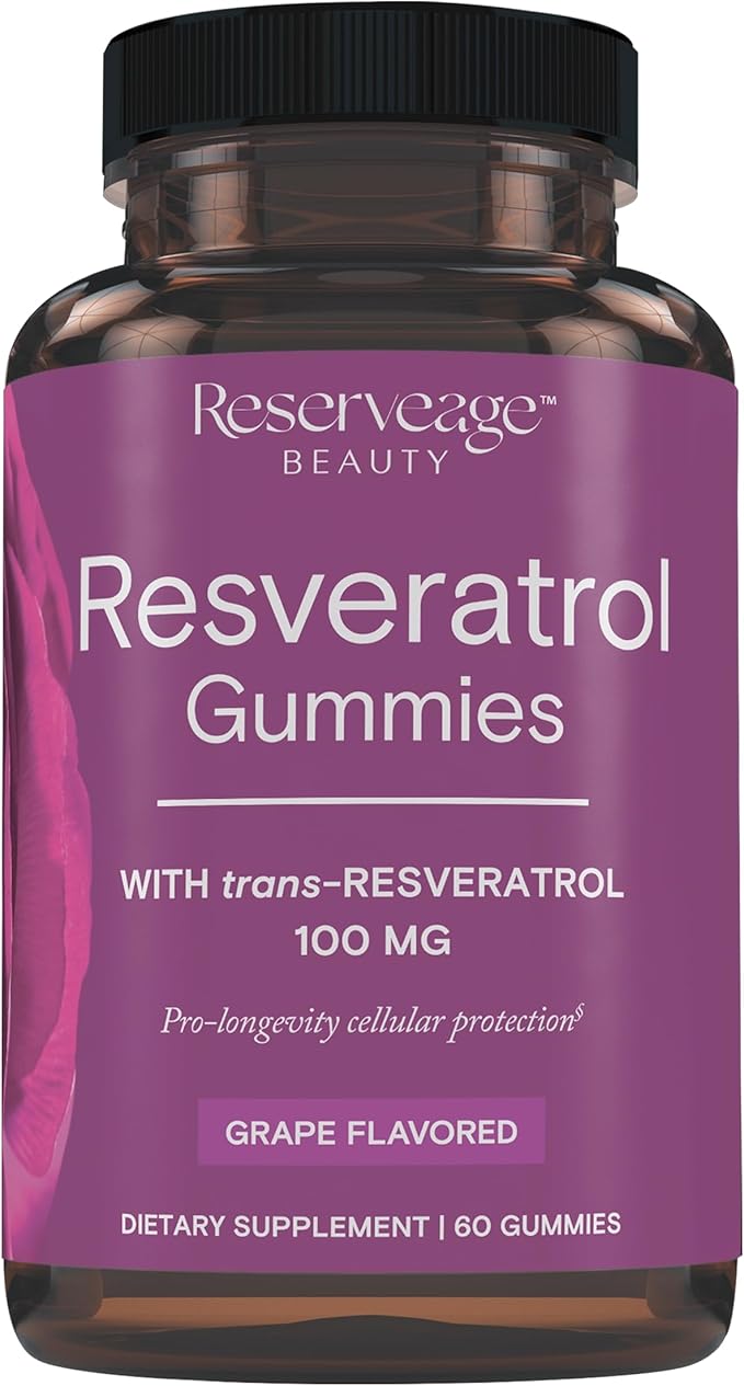 Reserveage Beauty - Resveratrol Gummies 100 mg Antioxidant Supplement for Heart Health Antioxidant Supplement Supports Healthy Aging Vegan - 1 Pack