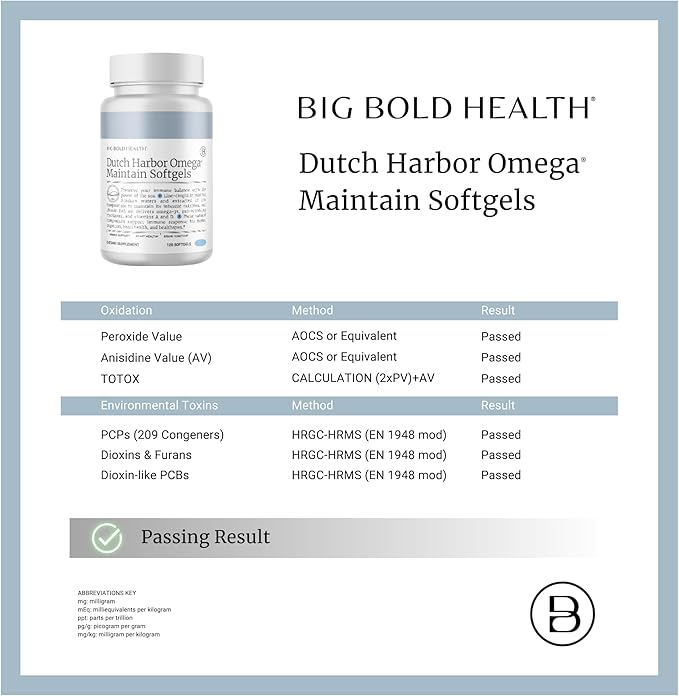 Big Bold Health Dutch Harbor Omega Maintain Softgels - Premium Alaskan Cod Liver Oil (120 Count) - Sustainably Sourced Omega-3 Supplement with EPA DHA DPA - Natural Vitamins A &amp D - MSC Certifie