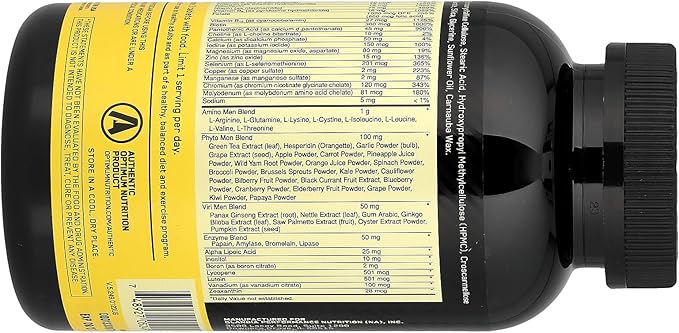 Optimum Nutrition Opti-Men Daily Multivitamin Supplement 240 Count