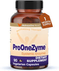 WellnessOne ProOneZyme Digestive Enzymes Supplements - Systemic Proteolytic Enzymes for Digestion Gut Health Gas Relief &amp Bloating - Contains Bromelain Nattokinase Protease &amp More - 90 Cap