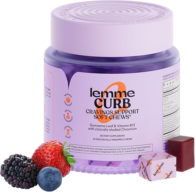 Lemme Curb Cravings Soft Chews - Manage Appetite Support Metabolism &amp Lean Body w/Clinically Studied Chromium Gymnema &amp B12 for Healthy Weight Management Mixed Berry
