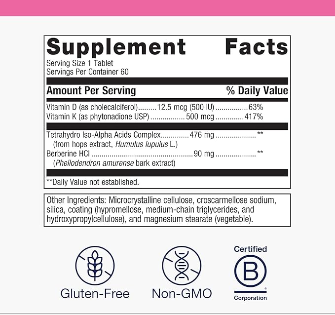 Metagenics Ostera - Bone Support Supplement for Postmenopausal Women* - with Berberine Vitamins D &amp K - with SKRMs for Healthy Bone Remodeling &amp Strength* - Non-GMO Gluten-Free - 60 Tablets