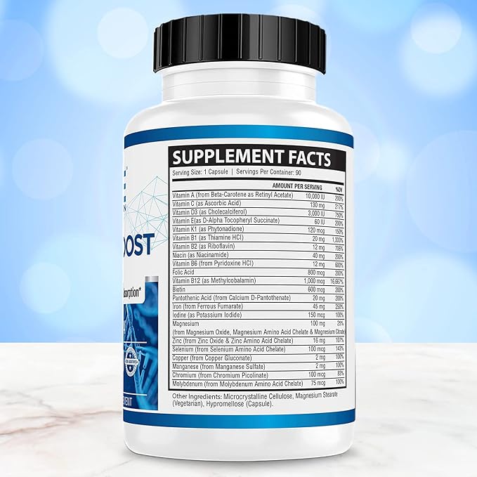 Bariatric Boost One-A-Day Multivitamin 90 Day Supply with 45mg Iron Post Gastric Bypass Sleeve Surgery | Non-GMO Gluten Free Bariatric Multivitamin Made in USA |