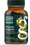 Gaia Herbs Thyroid Support - Made with Ashwagandha Kelp Brown Seaweed &amp Schisandra to Support Healthy Metabolic Balance &amp Overall Well-Being* - 60 Vegan Liquid Phyto-Caps (30 Servings)