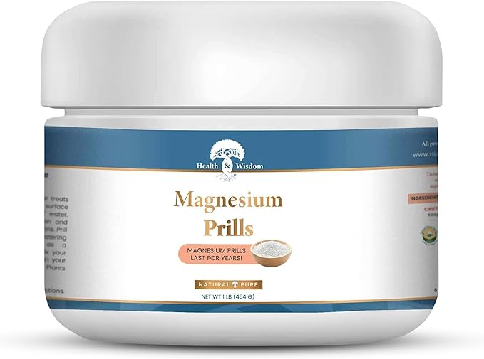 Health and Wisdom Magnesium Prills – Kiln-Dried Magnesium Oxide Beads for Structured “Thin” Water – Long-Lasting Reusable NSF/ANSI Certified – Use for Drinking Cooking Bathing &amp Laundry - 16 o