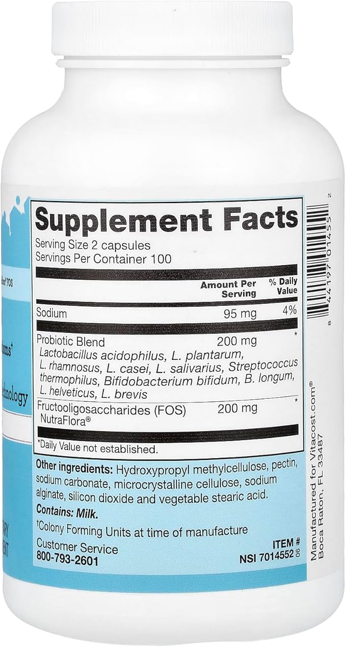 Vitacost Probiotic 10-20 with NutraFlora® FOS 200 Vegetarian Capsules
