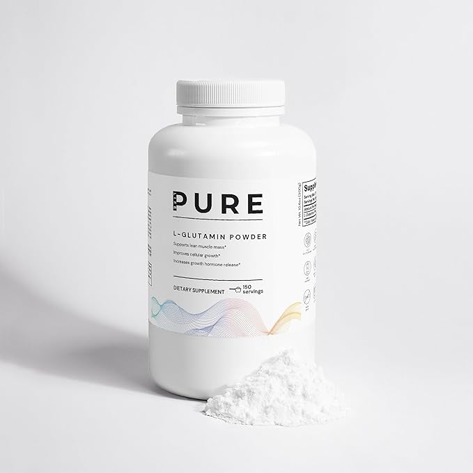 PURE LIFE L-Glutamine Powder – 10.6oz (300g) – Unflavored Pure L-Glutamine Supplement Powder for Energy Muscle Support &amp Gut Health – Made in USA