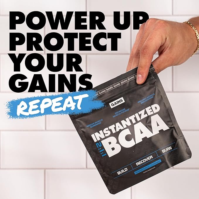 Gains in Bulk BCAA Powder Pre Workout Plant Based Branch Chain Amino Acids Gluten Free Vegan Supplement with Keratin for Endurance &amp Strength During &amp Post Workout Unflavored 90 Servings