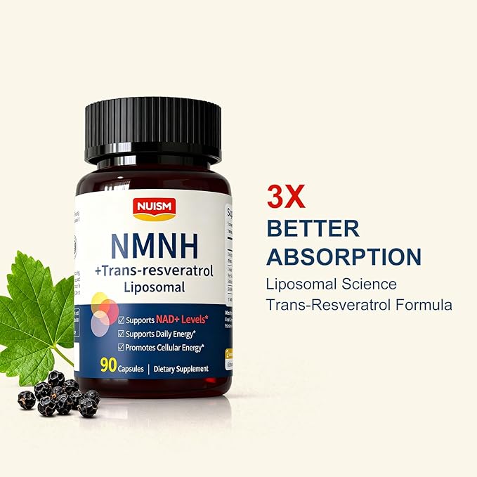 NMNH NAD+ Supplement Liposomal 600mg NMN NAD+ and Resveratrol Complex for Cellular Energy Healthy Aging &amp Metabolic Support 90 Capsules