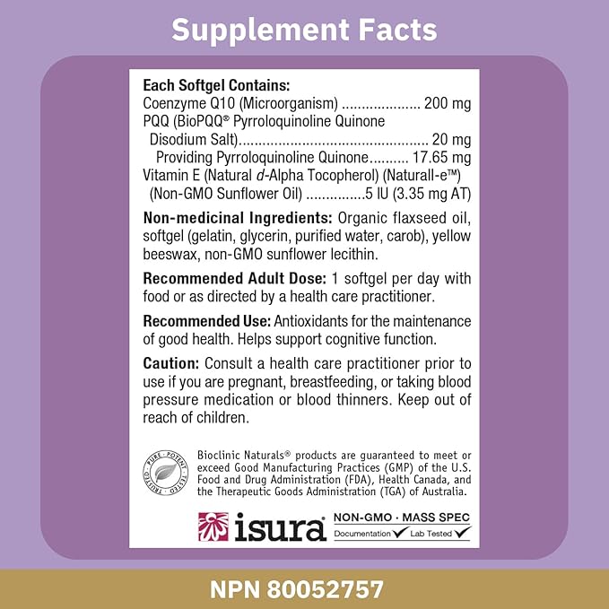 Bioclinic Naturals -  CerebroVital PQQ-10 60 softgels