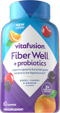 vitafusion Probiotic + Prebiotic Fiber Gummies for Adults Probiotic Supplement with Prebiotic Fiber to Support Gut Health and Provide Good Bacteria (1) Cherry Berry Citrus Rush Flavor 60 Count