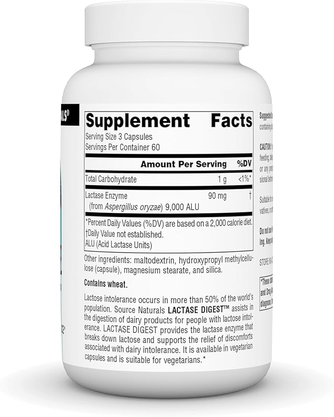 Source Naturals Lactase Digest for Lactose Intolerance* - 180 Capsules