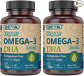 DEVA Vegan Omega-3 DHA Supplement Once-Per-Day Softgel 200 MG Carrageenan Free Gelatin Free Non-Fish Algae Oil Omega-3 Fatty Acids - 90 Softgels (Pack of 2)