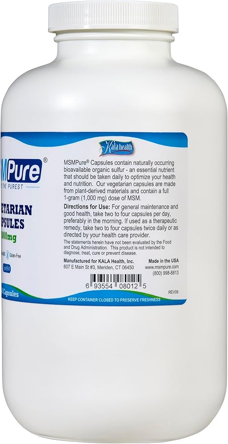 KALA HEALTH MSMPure MSM Capsules 500 Count and MSM Cream 2 oz Bundle