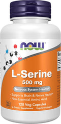 Now Supplements L-Serine 500 mg Nervous System Health* Non-Essential Amino Acid 120 Veg Capsules