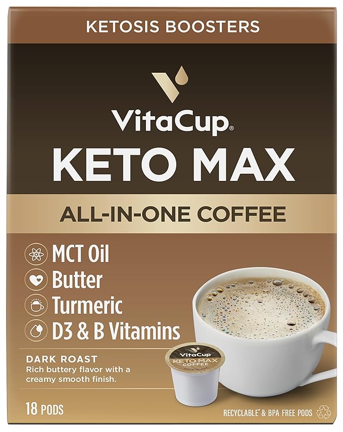 VitaCup Keto Max Coffee Pods 18ct &amp Keto Creamer 10oz