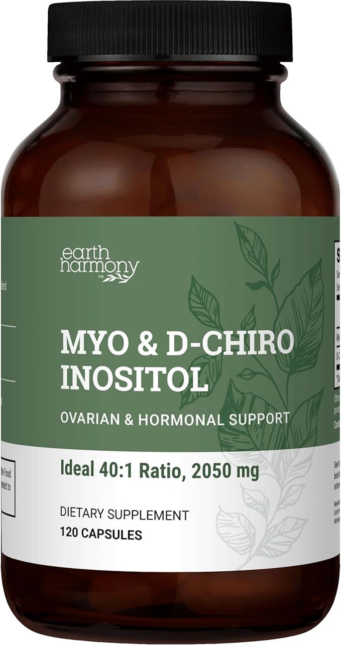 Earth Harmony Myo-Inositol &amp D-Chiro Inositol Supplement for Women Ovarian &amp Hormone Balance for Women - Supports Normal Cycles Fertility Supplement (120 Capsules)