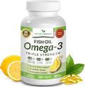 Triple Strength Omega 3 Fish Oil Supplements 2400mg | 120 Capsules Burpless High Potency Lemon Flavor High EPA DHA for Men &amp Women Ultra Pure Softgels | Joint Support Eyes Heart Brain Health P