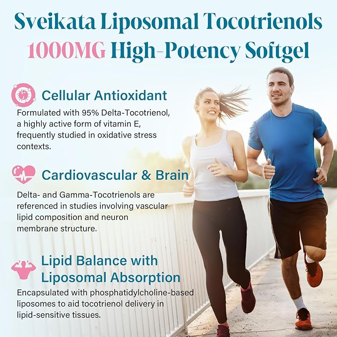 Liposomal Tocotrienols 1000mg – High Absorption Vitamin E Tocotrienols Supplement with 95% Delta &amp 5% Gamma – 60 Softgels