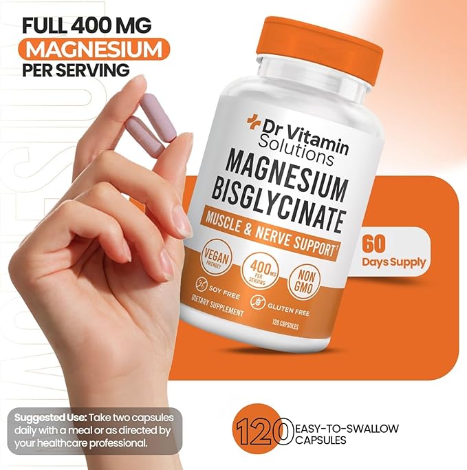 Magnesium Glycinate 400mg (Buffered Magnesium Bisglycinate Chelate) | Albion® Chelated Magnesium for Muscle &amp Nerve Support + Calm | High Absorption Gentle on Stomach | Non-GMO 120 Vegan Capsule