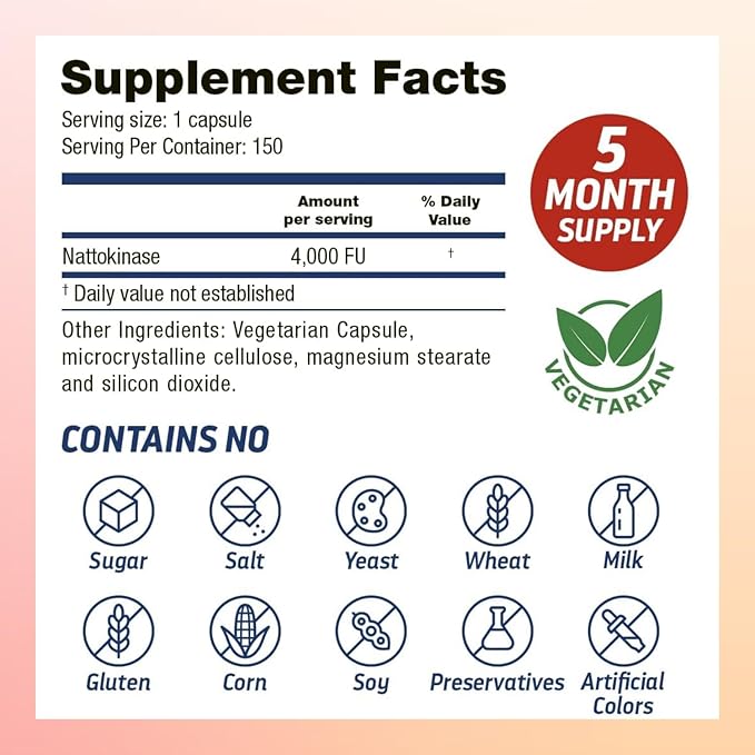 Nattokinase 4000 FU - 150 Vegan Capsules