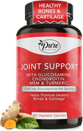 Pure By Nature Joint Support Glucosamine with Chondroitin Turmeric MSM Boswellia Supplement 180 Capsules