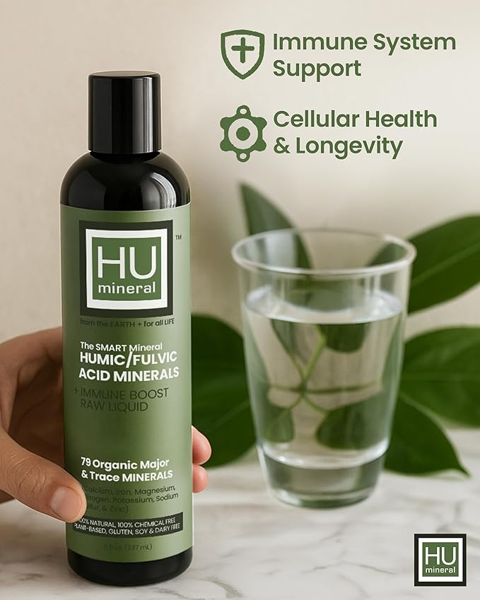 Fulvic Acid Trace Minerals Drops for Water - Raw Liquid Ionic Minerals with Humic Acid &amp Electrolytes - Energy Immune &amp Gut Support Detox - Vegan Plant-Based Concentrate - 8 oz