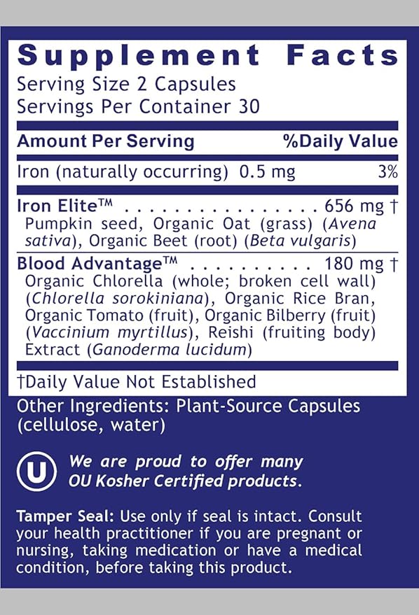 Quantum Nutrition Labs Iron Support - Iron Supplement for Women and Men Vegan Iron Supplements Low Dose Gentle Iron Naturally Sourced to Support Healthy Blood - 60 Vegetarian Capsules