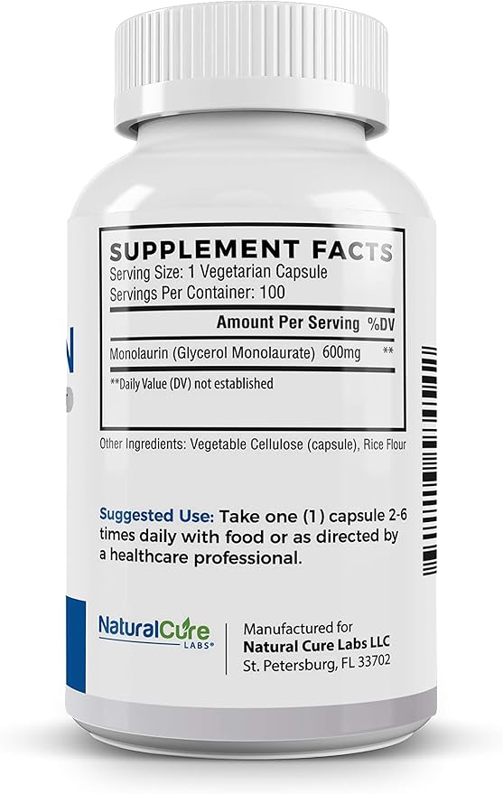Natural Cure Labs Bundle: Monolaurin 600mg 2 Pack + Clean L-Lysine