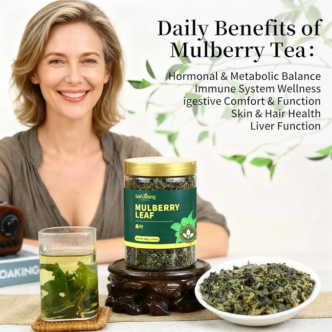 Baihuatang Natural Dried Mulberry Leaf 200g/7.05oz Premium Mulberry Leaves (桑叶茶) Sun-Dried Sugar-Free Caffeine-Free No Additive
