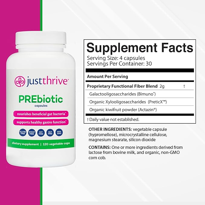Just Thrive Probiotic &amp Antioxidant 30 Caps &amp PREbiotic 120 Caps Bundle Spore-Based Digestive &amp Immune Support Prebiotic Blend Gut Health Gluten-Free- 30-Day Supply