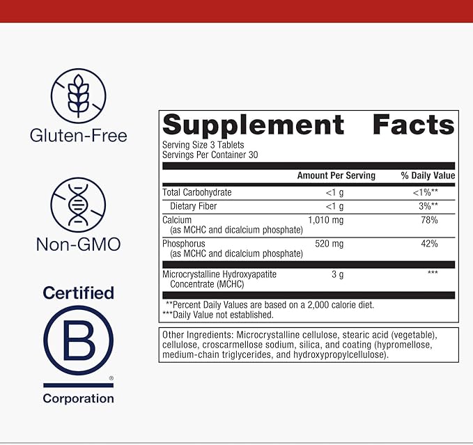 Metagenics Bone Builder Extra Strength - Microcrystalline Hydroxyapatite Concentrate (MCHC) with Calcium &amp Phosphorus - Supports Bone Density &amp Strength - Non-GMO &amp Gluten-Free - 90 Tablet