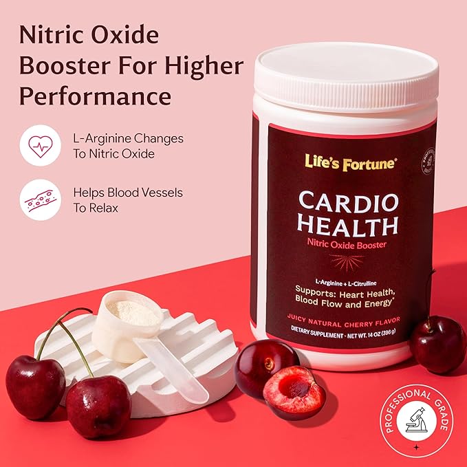 Life's Fortune 5000mg L- Arginine Supplement Powder &amp 1000mg L-Citrulline High Potency Nitric Oxide Health Booster Endurance Workout Performance Cherry Flavor (30 Servings)