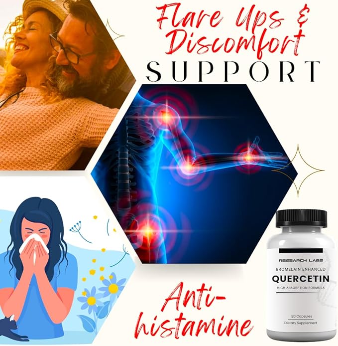 Research Labs Quercsalis™ Quercetin w/Bromelain120 Veg Capsules. High Absorption Formula. Supports Heart Health Immune Anti-Flare Up Anti-Oxidant Health