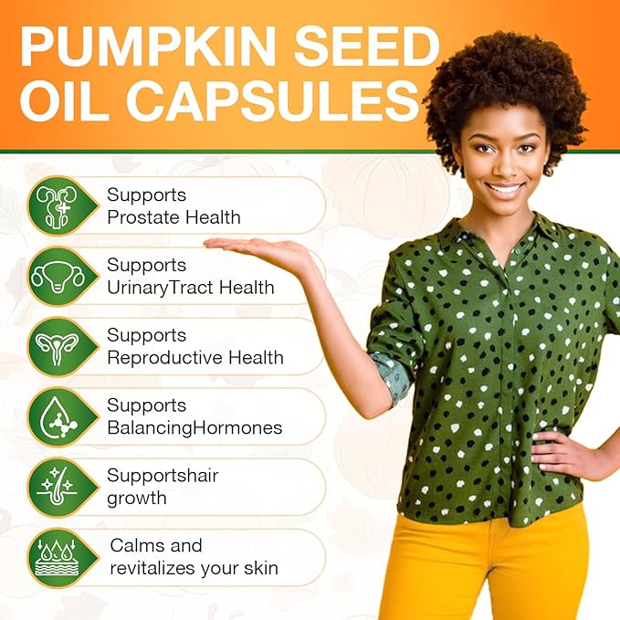 Pumpkin Seed Oil Capsules - Saw Palmetto Pumpkin Seed Oil 300 Softgels Prostate Health Immune and Urinary Tract Support Promotes Hair Growth - Pure Non GMO