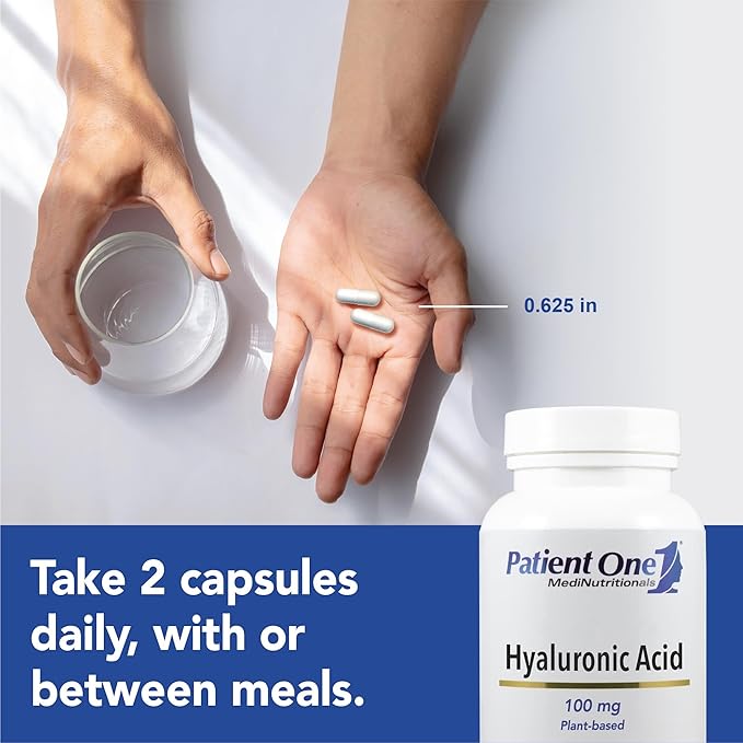 Patient One Hyaluronic Acid 100mg | Supplement to Support Hydrated Youthful Skin and Joint Health* | 120 Capsules