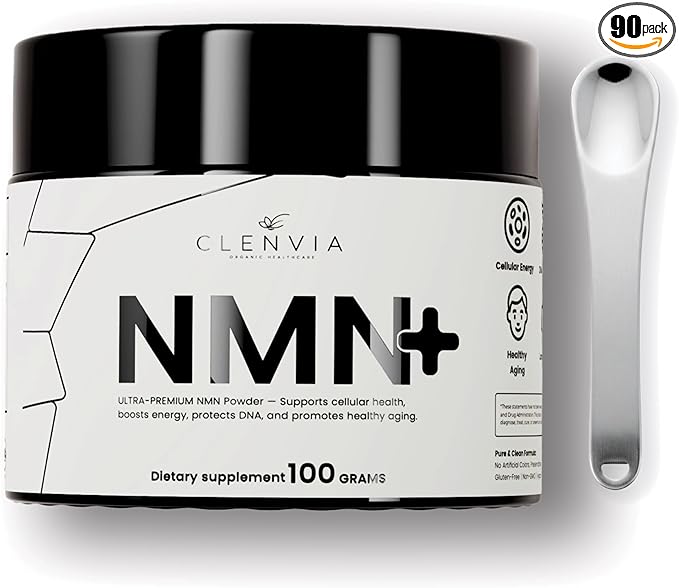 Ultra-Premium NMN Powder – 500mg per Serving – NAD⁺ Support Cellular Energy &amp Healthy Aging – Vegan Non-GMO Lab Tested – 100g (200 Servings) + Stainless Steel Dosing Spoon