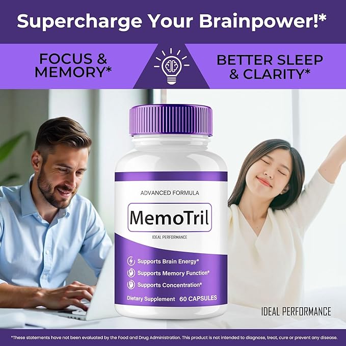 MemoTril Capsulas Memo Tril Memory Capsules Official Supplement for Brain Health Support - Maximum Strength Advanced Formula Nootropic Pills All Natural Memo Tril Capsules Reviews (3 Pack)