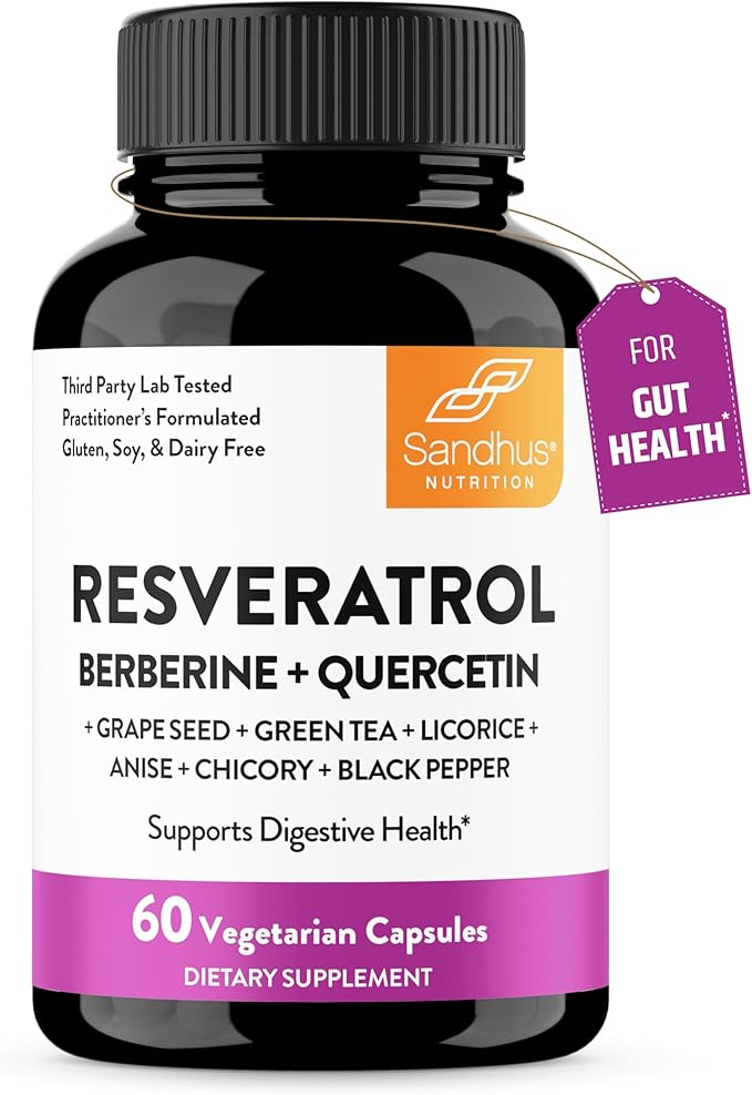 Sandhu's Vitamin D3 K2 with Quercetin &amp Resveratrol Capsules | Supports Immune Digestive Gut &amp Muscle Health
