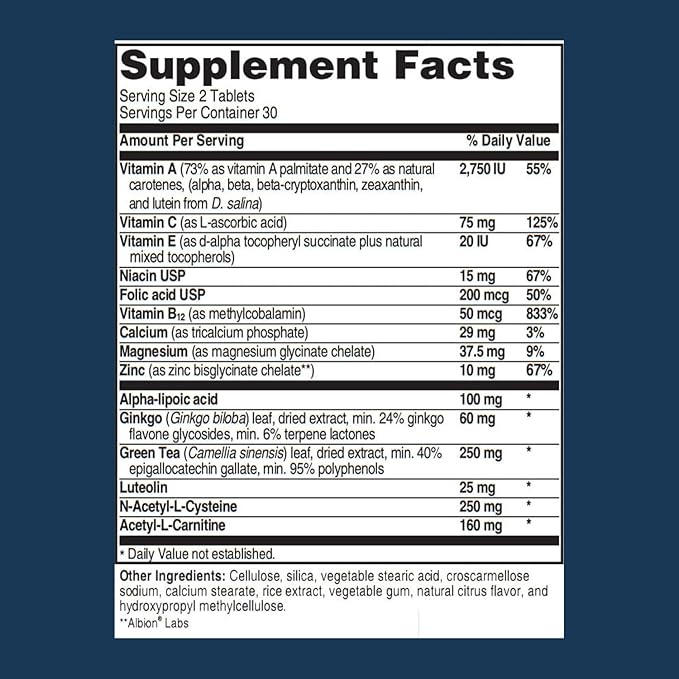 Advanced Bionutritionals – Advanced Hearing Formula Supplement Ear Health Vitamins Support Auditory Nerve Function Multivitamin with Vitamins A C E Folic Calcium Magnesium Zinc (60 Tablets)