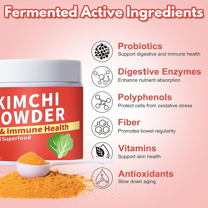 Kimchi Supplement Kimchi Capsules Alternative (Powder Form) Probiotics &amp Enzymes Supports Gut &amp Digestive Taste Well One Fermented Superfood for Antioxidant Support 170g